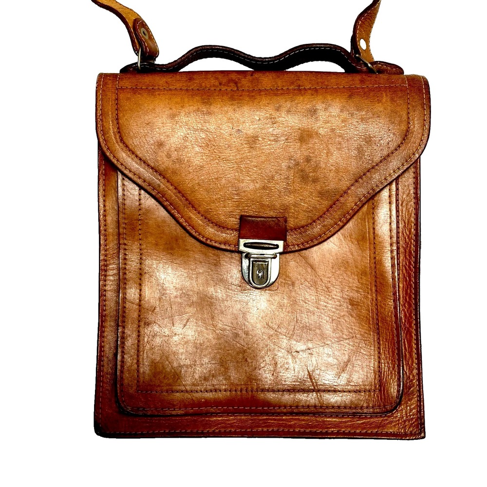 VINTAGE CANOA Crossbody Tan Brown Leather Pouch Phone Wallet 80s